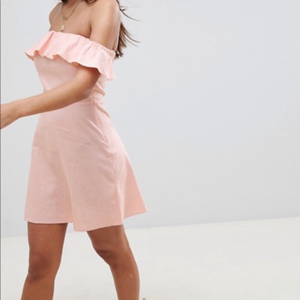 Asos Ruffle Off-the-shoulder Mini Dress